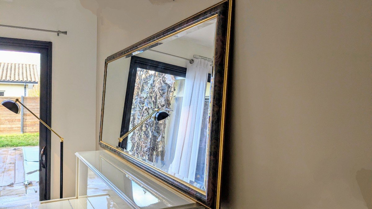 Large Vintage Beveled Panoramic Mirror-photo-4