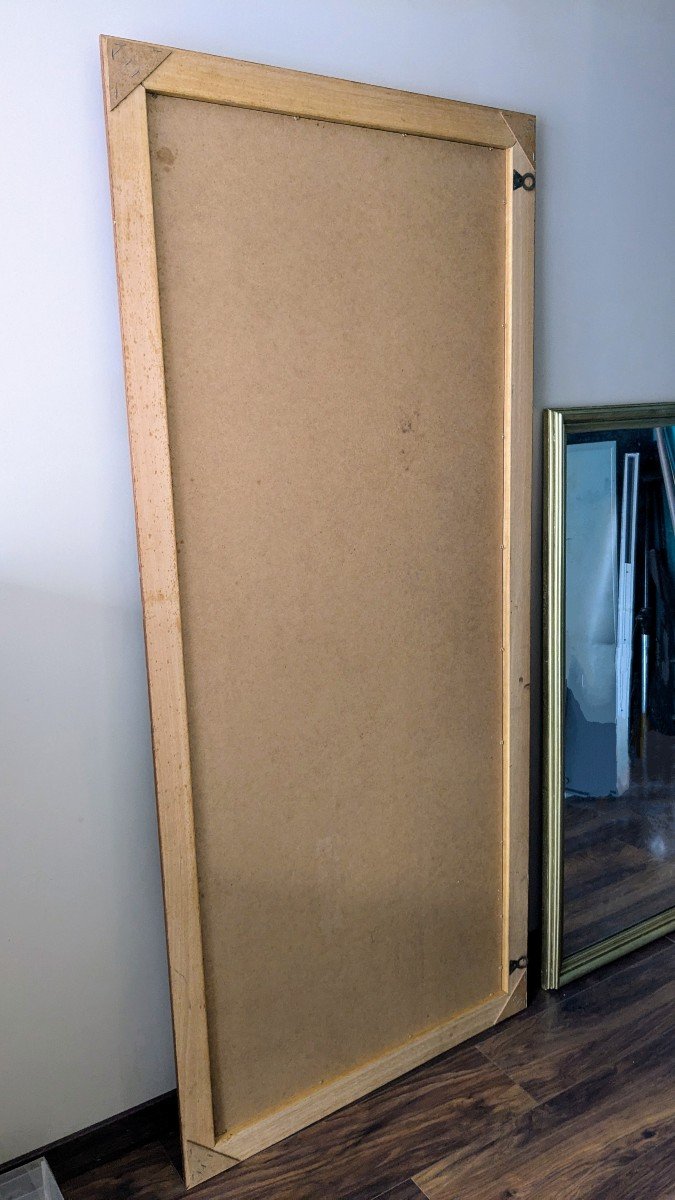 Large Vintage Beveled Panoramic Mirror-photo-4