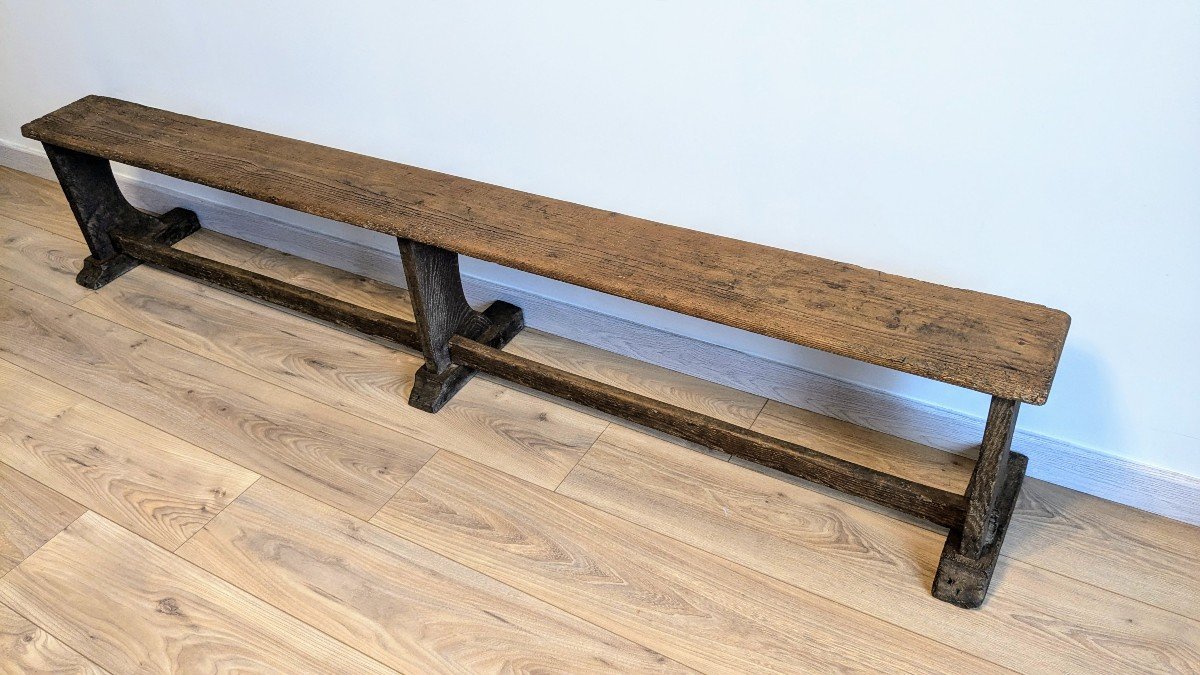 Old Church Bench In Solid Pine-photo-4