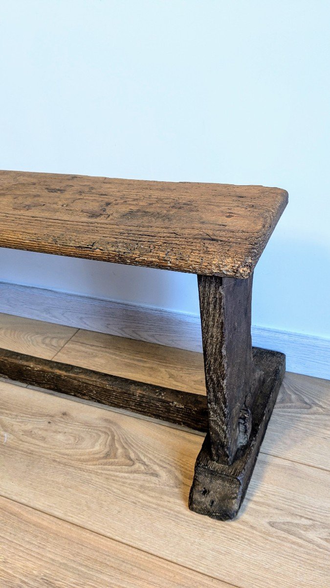 Old Church Bench In Solid Pine-photo-2