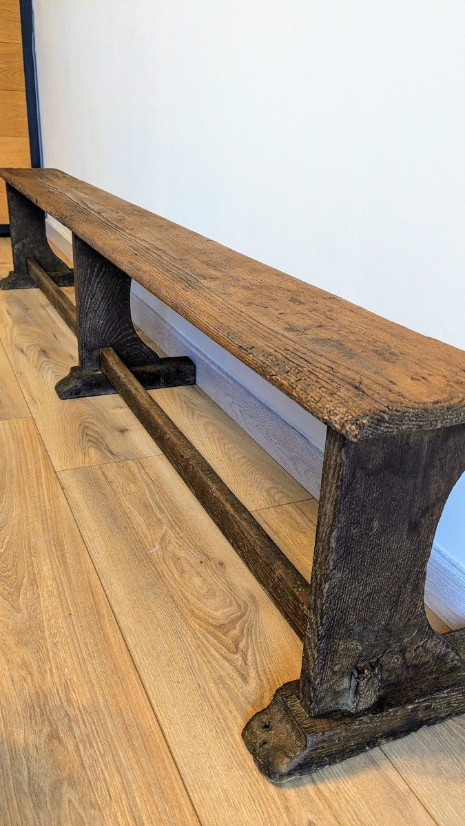 Old Church Bench In Solid Pine-photo-3