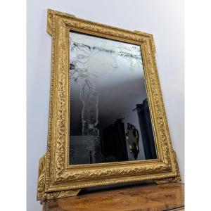 Miroir Ancien XIXème Doré 94 X 70 Cm