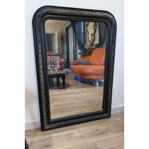 Louis Philippe Black And Gold Mirror 108 X 77 Cm