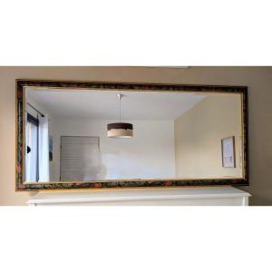 Large Vintage Beveled Panoramic Mirror