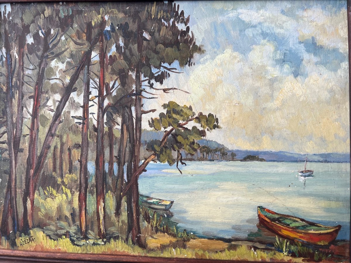 Andrée Acezat (1922-2009) Arcachon Basin Circa 1950 28 X 40cm