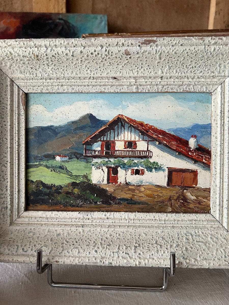 Jiva Le Pays Basque Vers Ascain. Huile Sur Panneau 21 X 14cm-photo-1