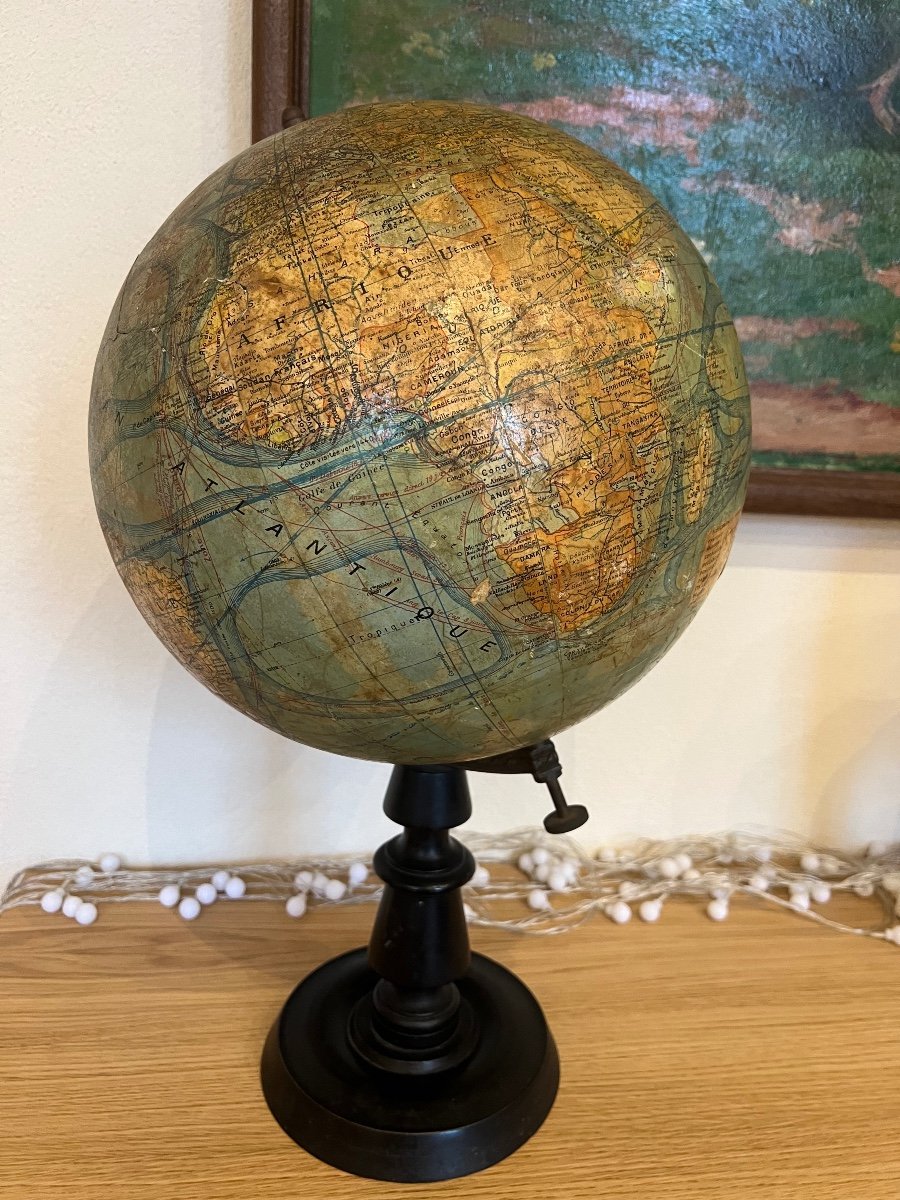 Terrestrial Globe World Map Geographer J. Forest 17-19 Rue Buci Paris XXème-photo-2