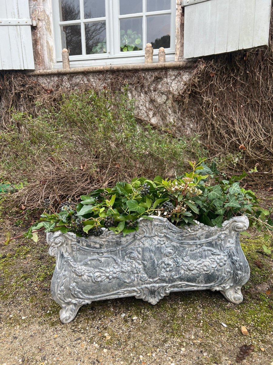 Belle Jardinière En Fonte De Style Louis XV, Fin Du XIXe Siècle. 70 Cm X 34cm-photo-2