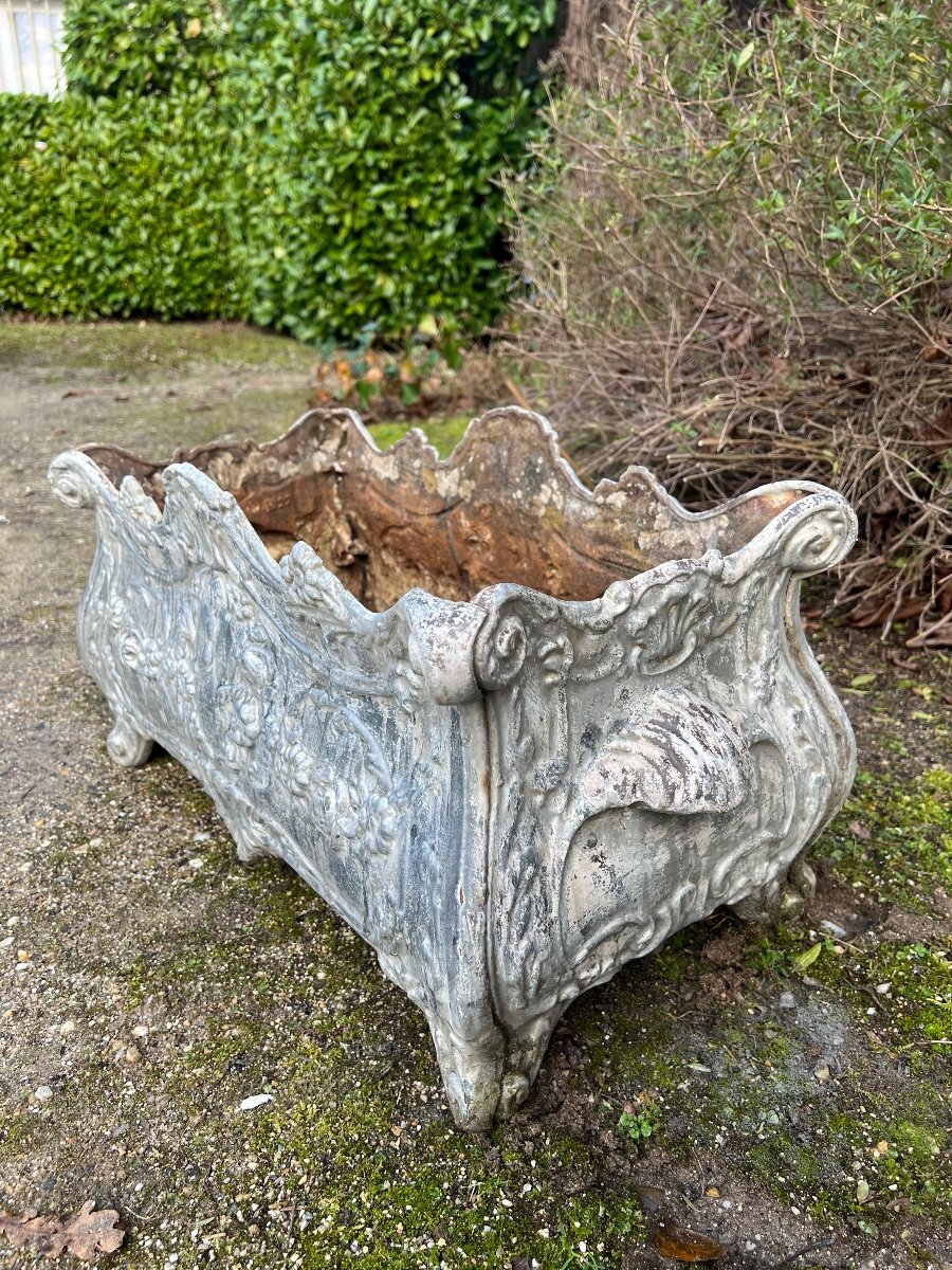 Belle Jardinière En Fonte De Style Louis XV, Fin Du XIXe Siècle. 70 Cm X 34cm-photo-3