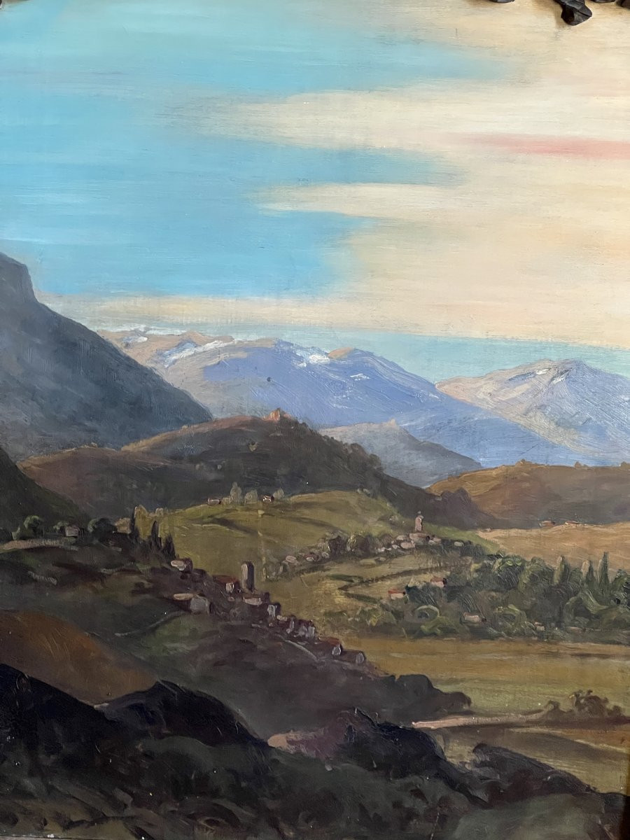 Marguerite Liouville, Known As Margalide, 1879-1960. Idealized View Of The Pyrenees. 200 X 100 Cm-photo-4