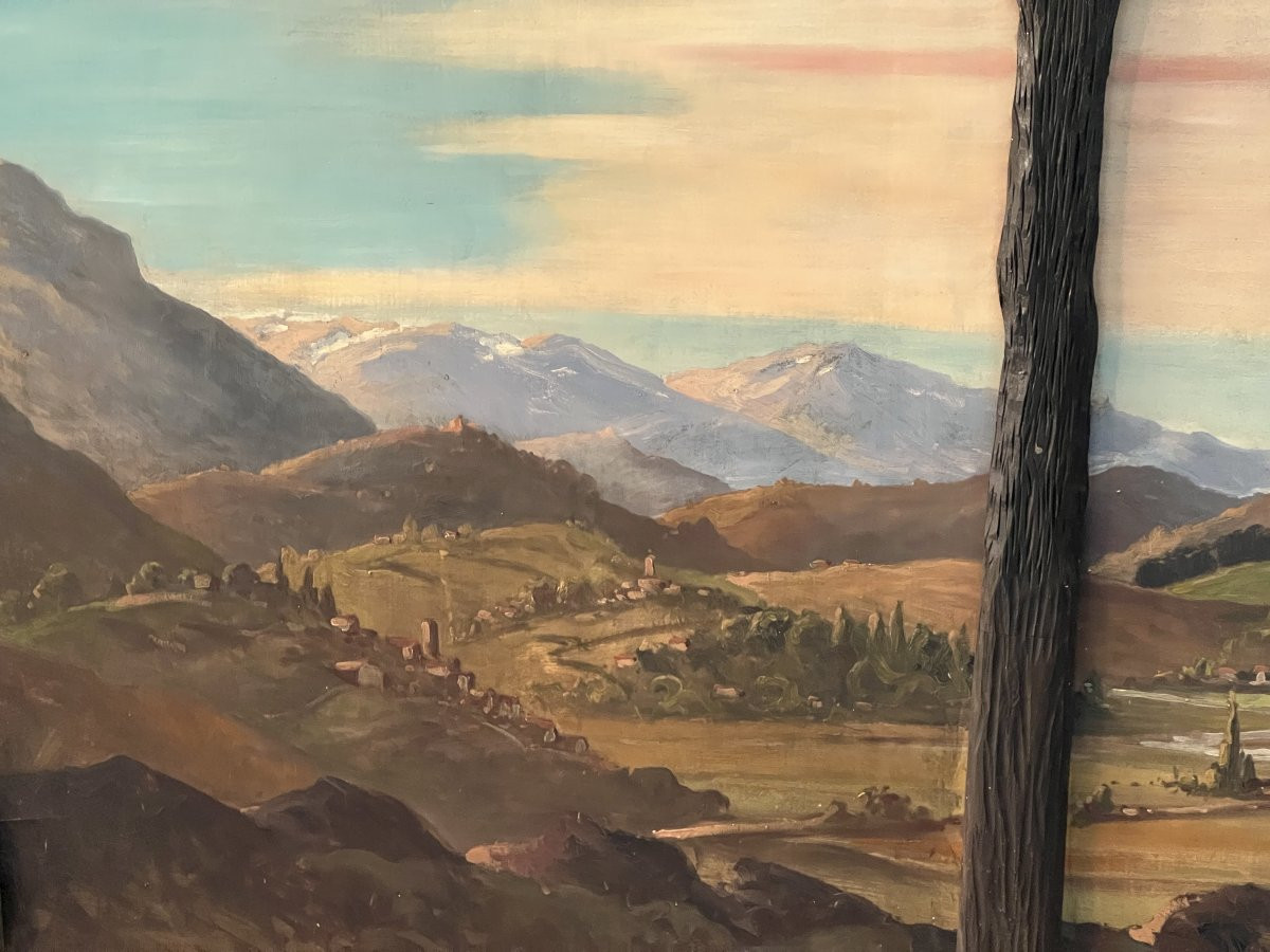 Marguerite Liouville, Known As Margalide, 1879-1960. Idealized View Of The Pyrenees. 200 X 100 Cm-photo-3