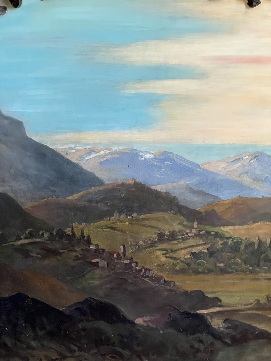 Marguerite Liouville, Known As Margalide, 1879-1960. Idealized View Of The Pyrenees. 200 X 100 Cm-photo-8