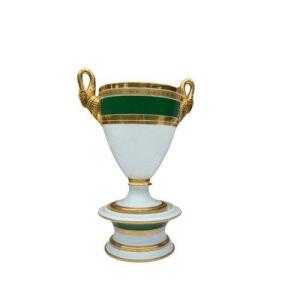 Large Empire Green And Gold Porcelain Vase