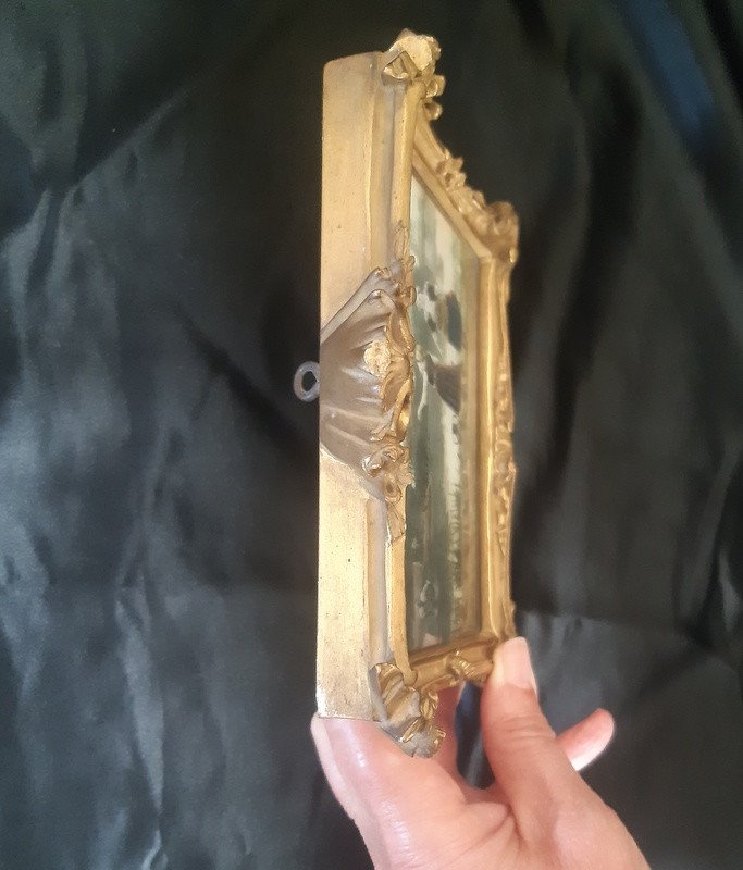 Lovely Small Frames In Golden Wood Art Nouveau Frame For Miniature With Lithography By Ridgway Knight-photo-7