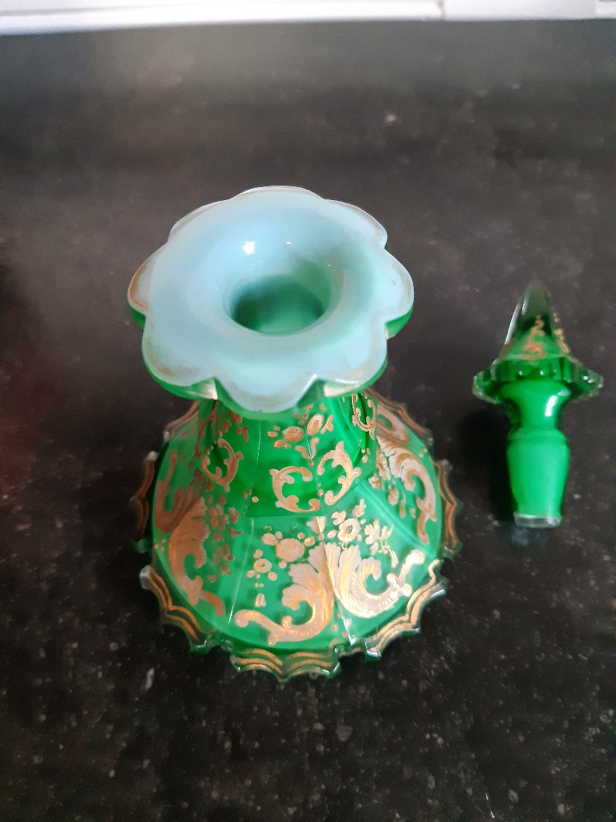 Enamelled And Gilded Opaline Lined Cut Crystal Bottle In The Taste Of The Orient-photo-4