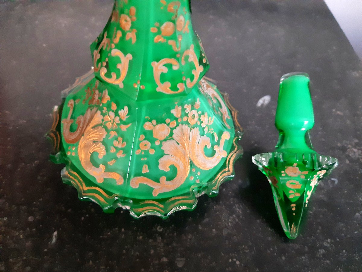 Enamelled And Gilded Opaline Lined Cut Crystal Bottle In The Taste Of The Orient-photo-1