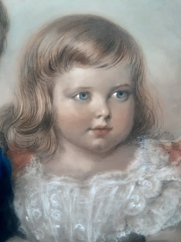 Alexander Blaikley (1816 Glasgow -1903 London) Pair Of Child Portraits In Pastels Water Color Gouache-photo-2