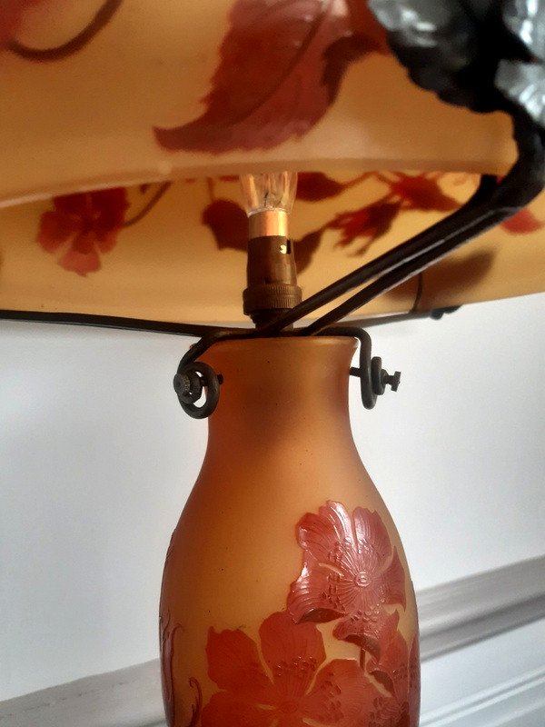 d'Argental Paul Nicolas Grande Lampe Champignon Aux églantines De 55 Cm Art Nouveau-photo-1