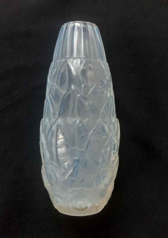 André Hunebelle Vase Flore  en verre Opalescent Art Deco époque 1927-1931