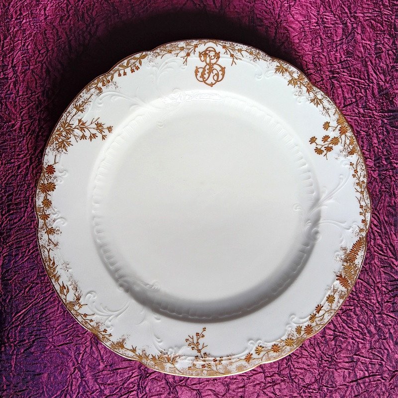 Belle Suite De 6 Assiettes Plates service à dessert entremets De 22 Cm En Porcelaine Pirkenhammer Carlsbad Karlsbad Fischer & Mieg Bohême Boheme style Limoges Art nouveau-photo-3