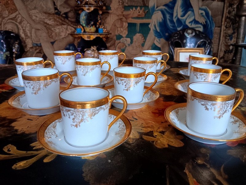Haviland Diplomate Luxurious Coffee Service Of 12 Cups And Saucers In Limoges Porcelain
