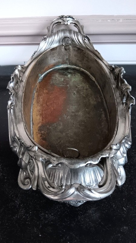 Victor Saglier (1809-1894) Important Rocaille Style Silver Bronze Planter-photo-2