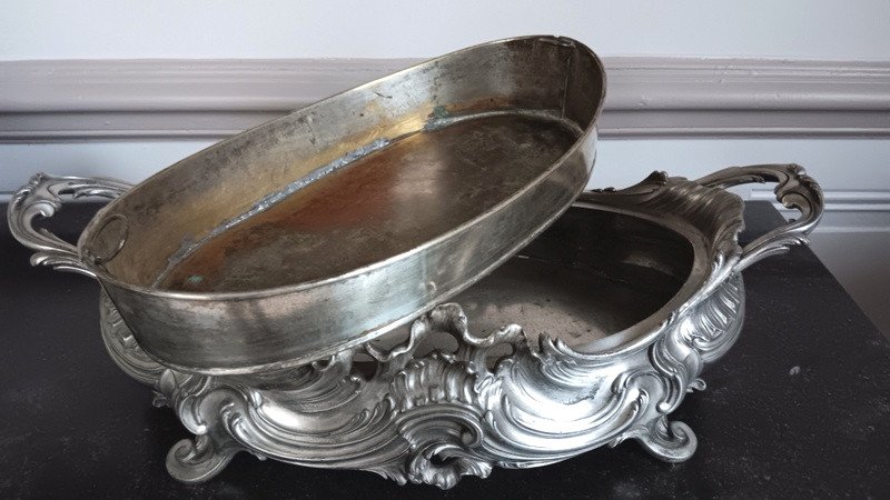 Victor Saglier (1809-1894) Important Rocaille Style Silver Bronze Planter-photo-3