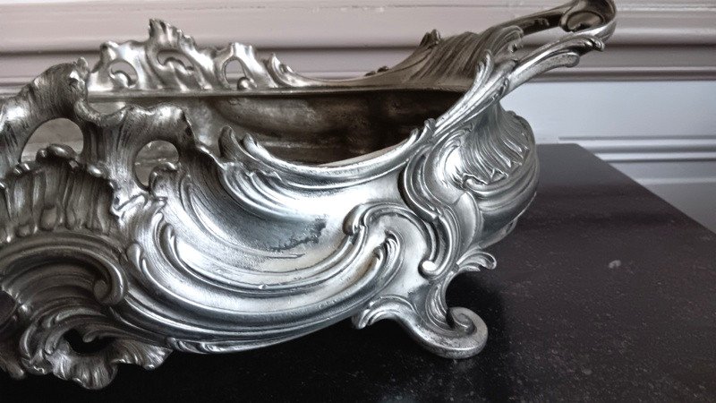 Victor Saglier (1809-1894) Important Rocaille Style Silver Bronze Planter-photo-4