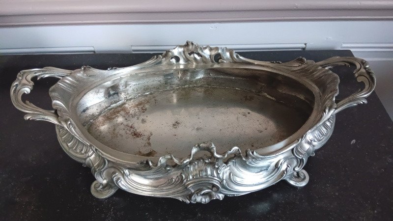 Victor Saglier (1809-1894) Important Rocaille Style Silver Bronze Planter-photo-1