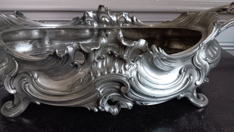 Victor Saglier (1809-1894) Important Rocaille Style Silver Bronze Planter-photo-2