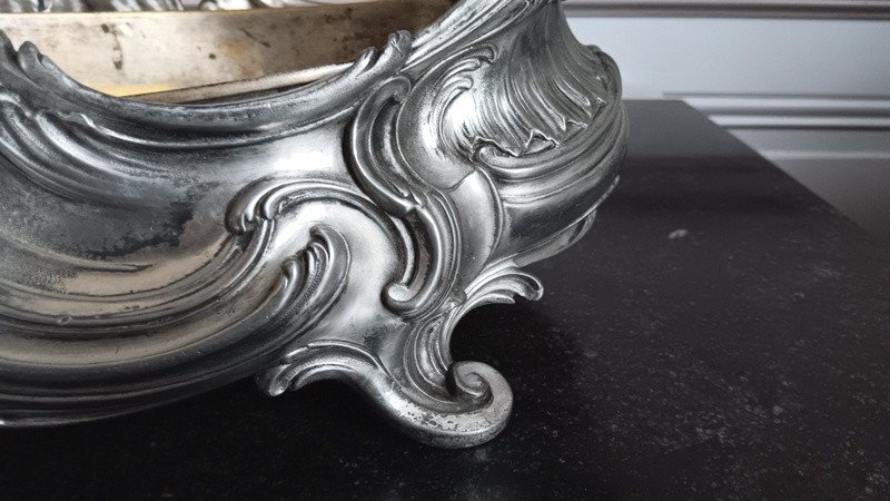 Victor Saglier (1809-1894) Important Rocaille Style Silver Bronze Planter-photo-8