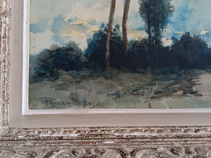 Frank Myers Boggs (1855-1926) Landscape Watercolor Drawing Over Pencil Lines-photo-3