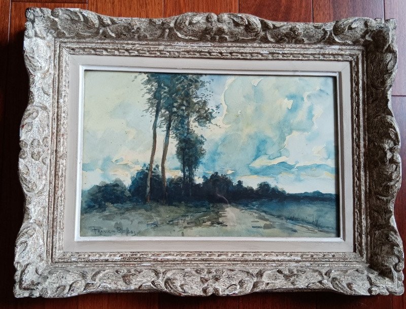 Frank Myers Boggs (1855-1926) Paysage Dessin à l'Aquarelle Sur Traits De Crayon