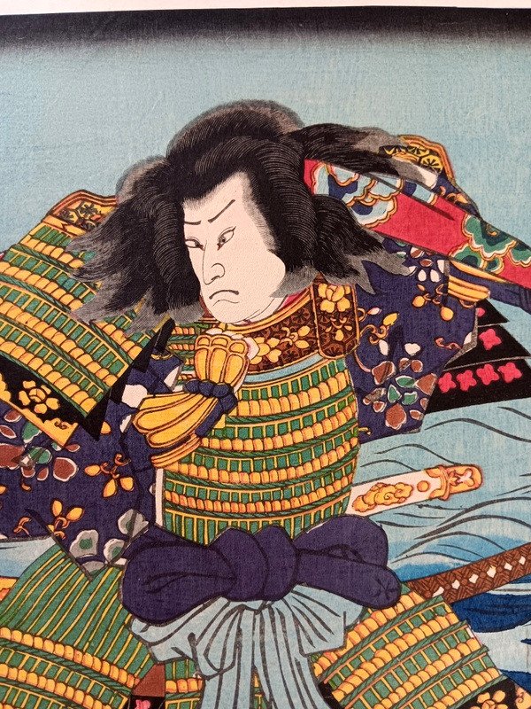 Utagawa Kunisada I (toyokuni III) (1786-1864) Japanese Print Portrait Of Samurai Actor-photo-2