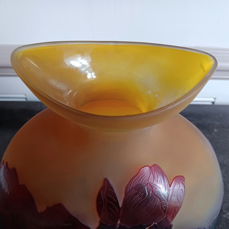 Superb Gallé Vase With Magnolias Art Nouveau-photo-3