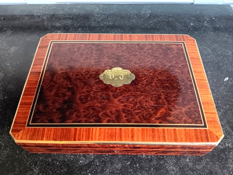 Napoleon III Rosewood Lined Marquetry Token Game Box -photo-2