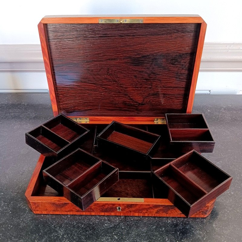 Napoleon III Rosewood Lined Marquetry Token Game Box -photo-3