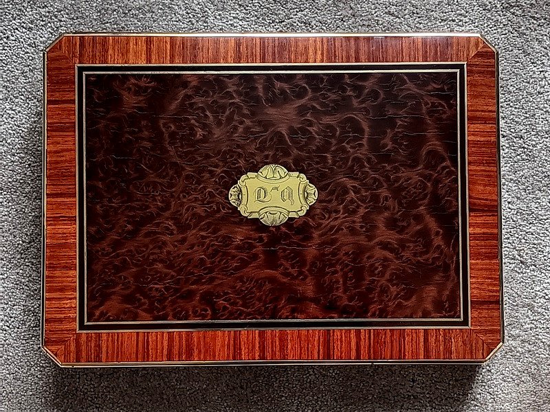 Napoleon III Rosewood Lined Marquetry Token Game Box 