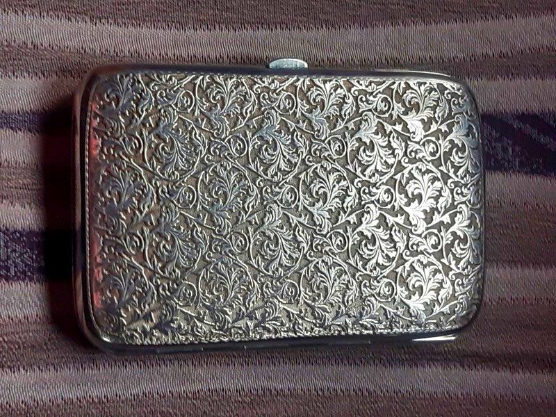 Lovely Cigarette Box Case In Solid Silver And Vermeil -photo-2