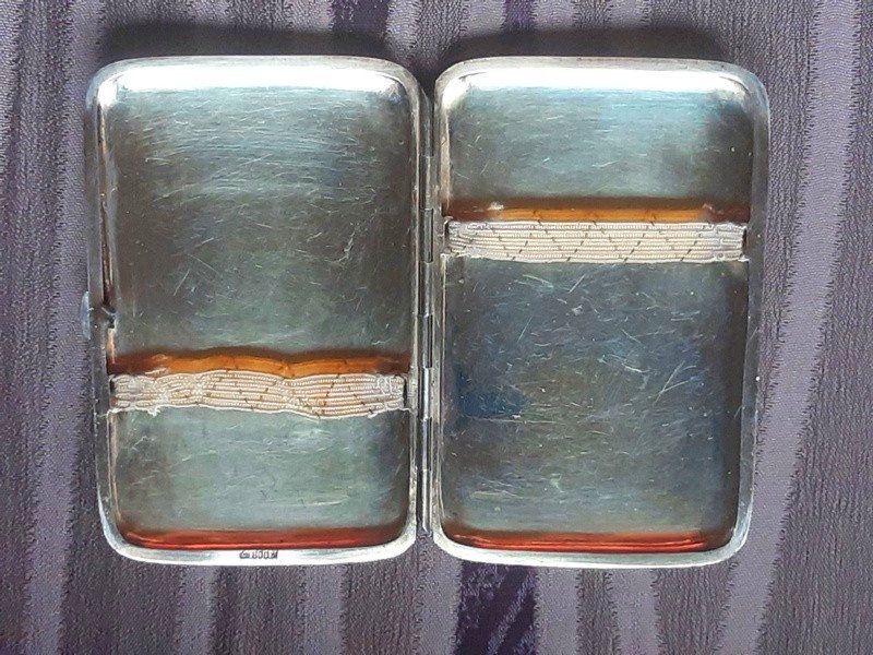 Lovely Cigarette Box Case In Solid Silver And Vermeil -photo-3