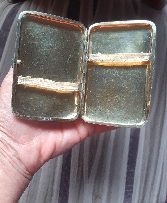 Lovely Cigarette Box Case In Solid Silver And Vermeil -photo-2