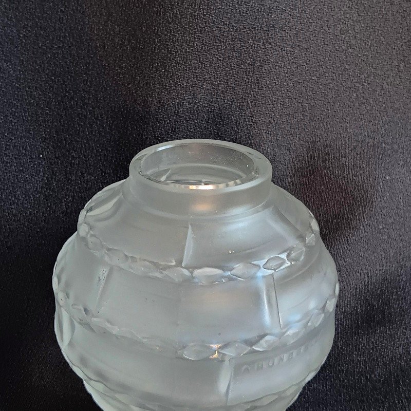 André Hunebelle Vase Boule " Arlequin " En Verre Epoque Art Déco Vers 1930-photo-3