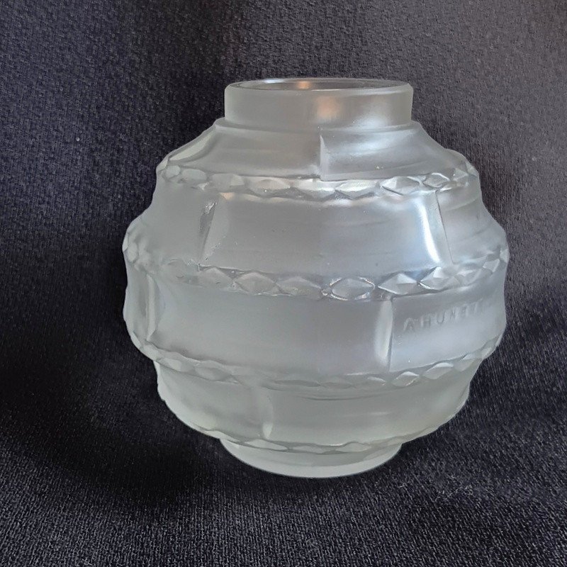 André Hunebelle Vase Boule " Arlequin " En Verre Epoque Art Déco Vers 1930-photo-4