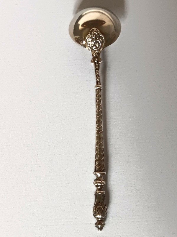 Edmond Bonnesoeur Solid Silver Russian Style Mustard Spoon Ladle-photo-3