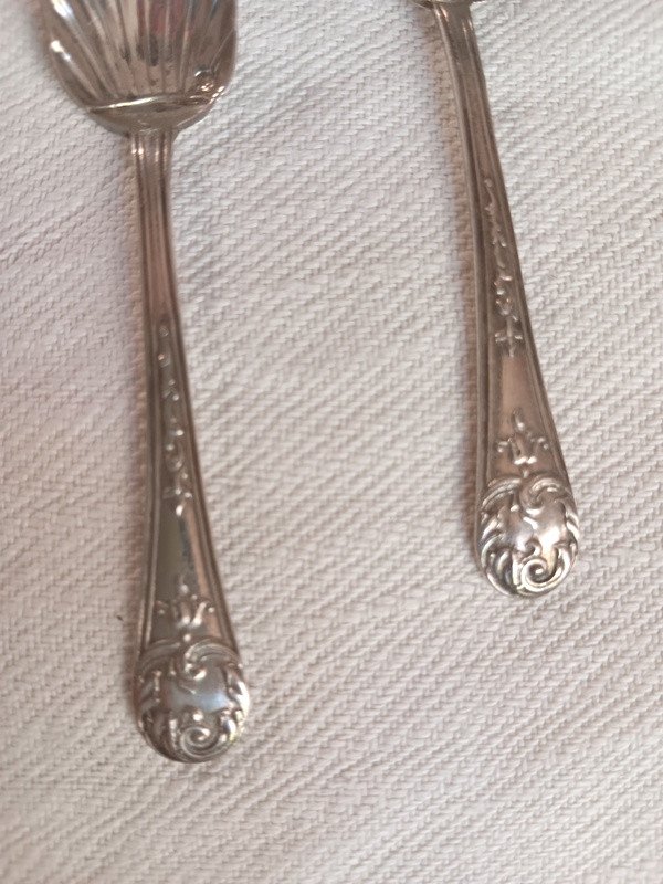 Pair Of Sterling Silver Shell Shaped Salt Scoops Spoons -photo-3