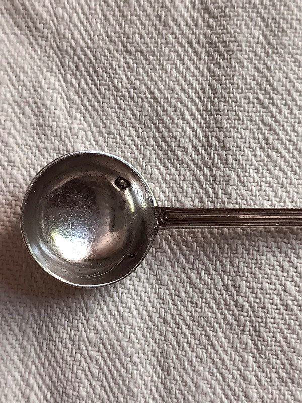 Mustard Spoon Ladle With Pearl Decor In Solid Silver Louis XVI Style-photo-3