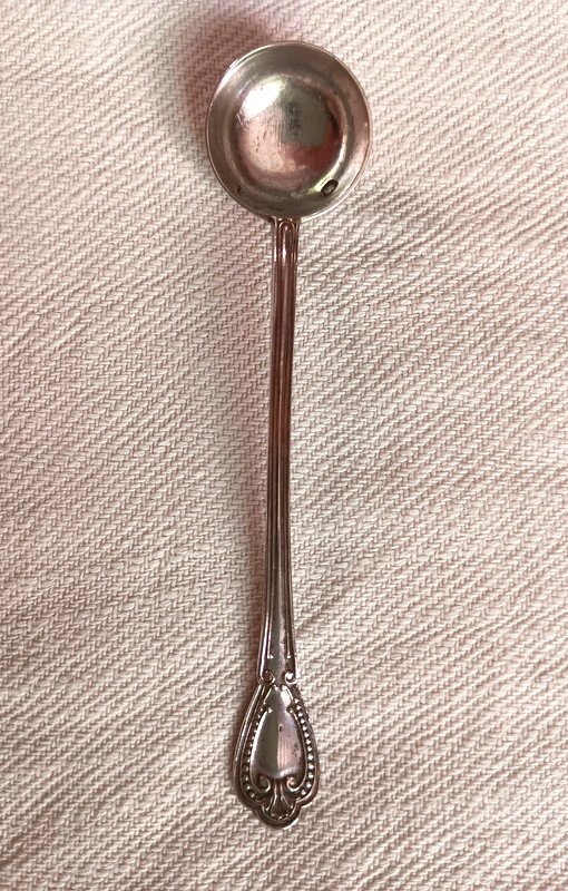 Mustard Spoon Ladle With Pearl Decor In Solid Silver Louis XVI Style