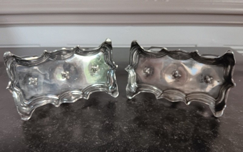 François Alphonse Debain Pair Of Double Salt Cellars In Silver And Cut Crystal-photo-2