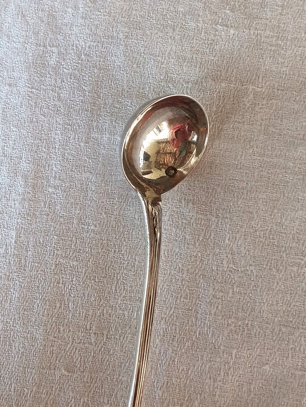 Mustard Spoon Ladle Medallion Decor In Solid Silver Louis XVI Style-photo-4