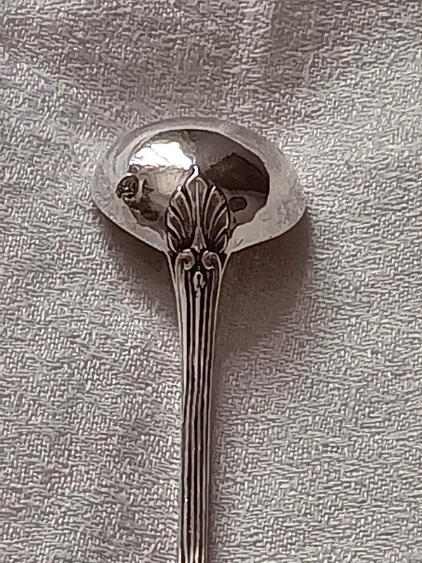 Mustard Spoon Ladle Medallion Decor In Solid Silver Louis XVI Style-photo-3